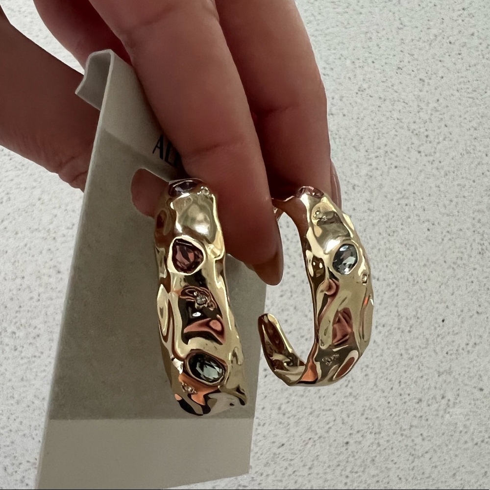Alexis Bittar Stone-Studded Crumpled Hoop Earrings